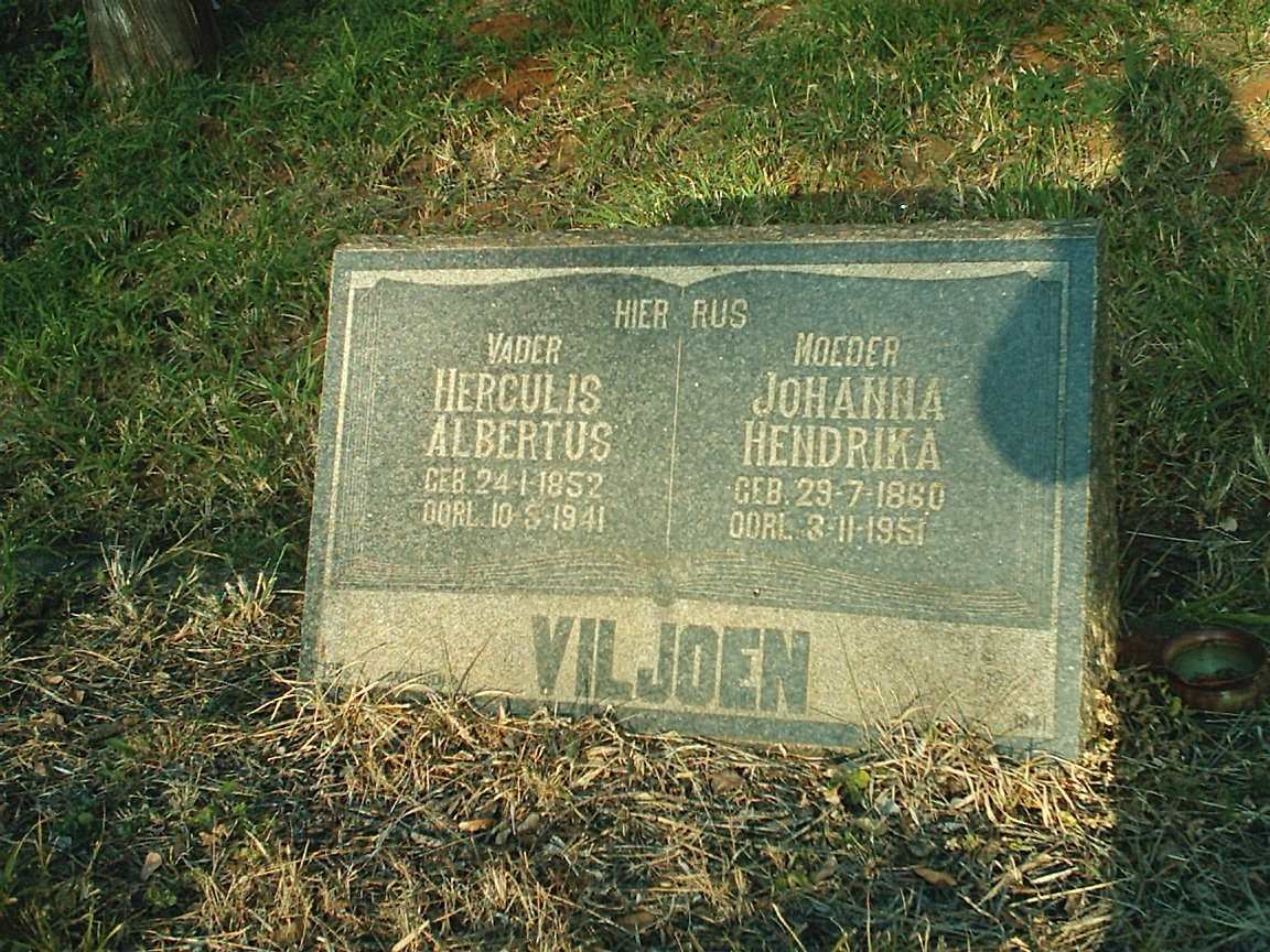 VILJOEN Herculis Albertus 1852-1941 &amp; Johanna Hendrika 1860-1951