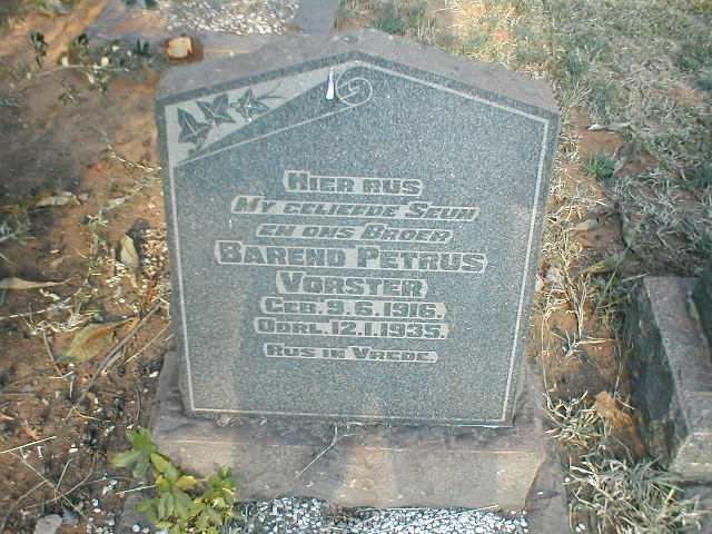 VORSTER Barend Petrus 1916-1935