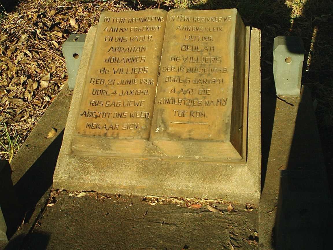 VILLIERS Abraham Johannes, de 1898-1941 :: DE VILLIERS Beulah 1399-1941