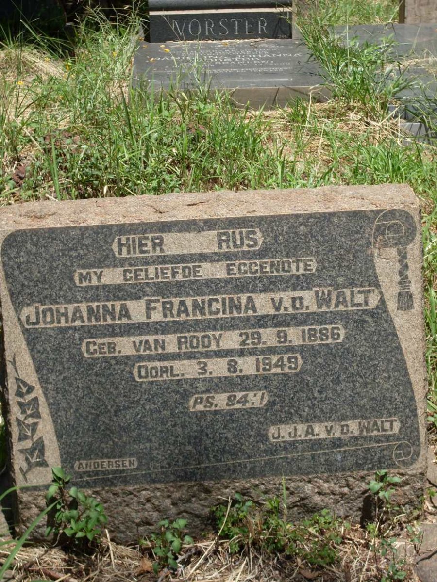 WALT Johanna Francina, v.d. nee VAN ROOY 1886-1949