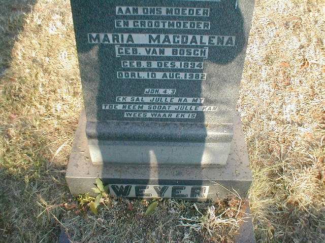WEYER Maria Magdalena van VAN BOSCH 1894-1982