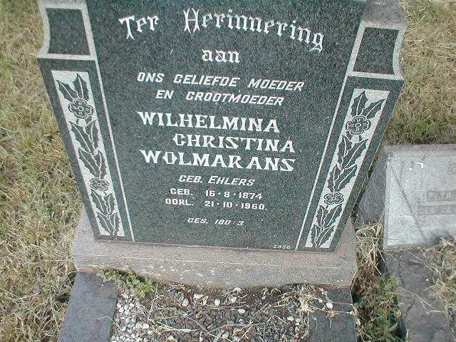 WOLMARANS Wilhelmina Christina nee EHLERS 1874-1960