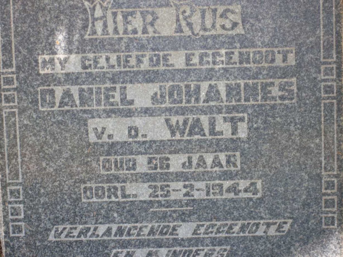 WALT Daniel Johannes, van der -1944
