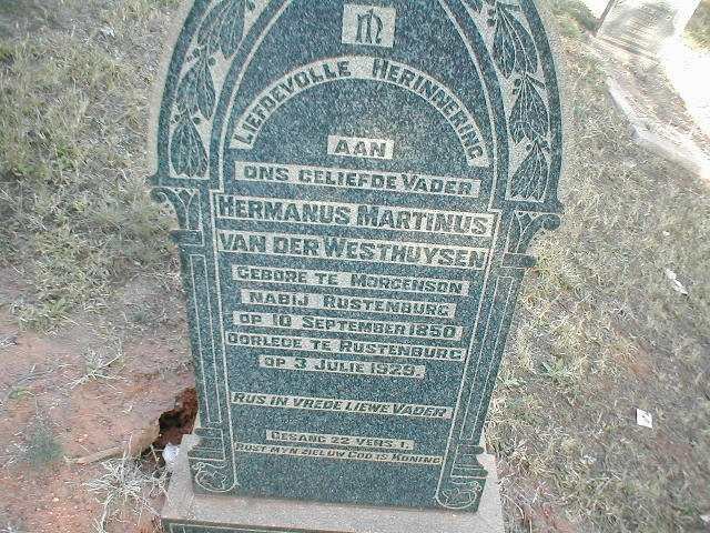 WESTHUYSEN Hermanus Martinus, van der 1850-1929