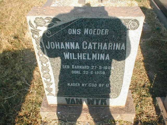 WYK Johanna Catharina Wilhelmina, van, nee BARNARD 1884-1958