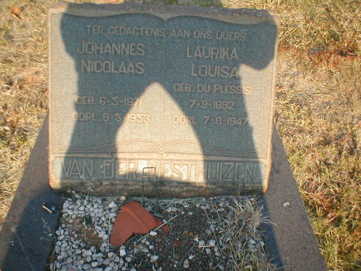WESTHUIZEN Johannes Nicolaas, van der 1871-1953 &amp; Laurika Louisa DU PLESSIS 1892-1947