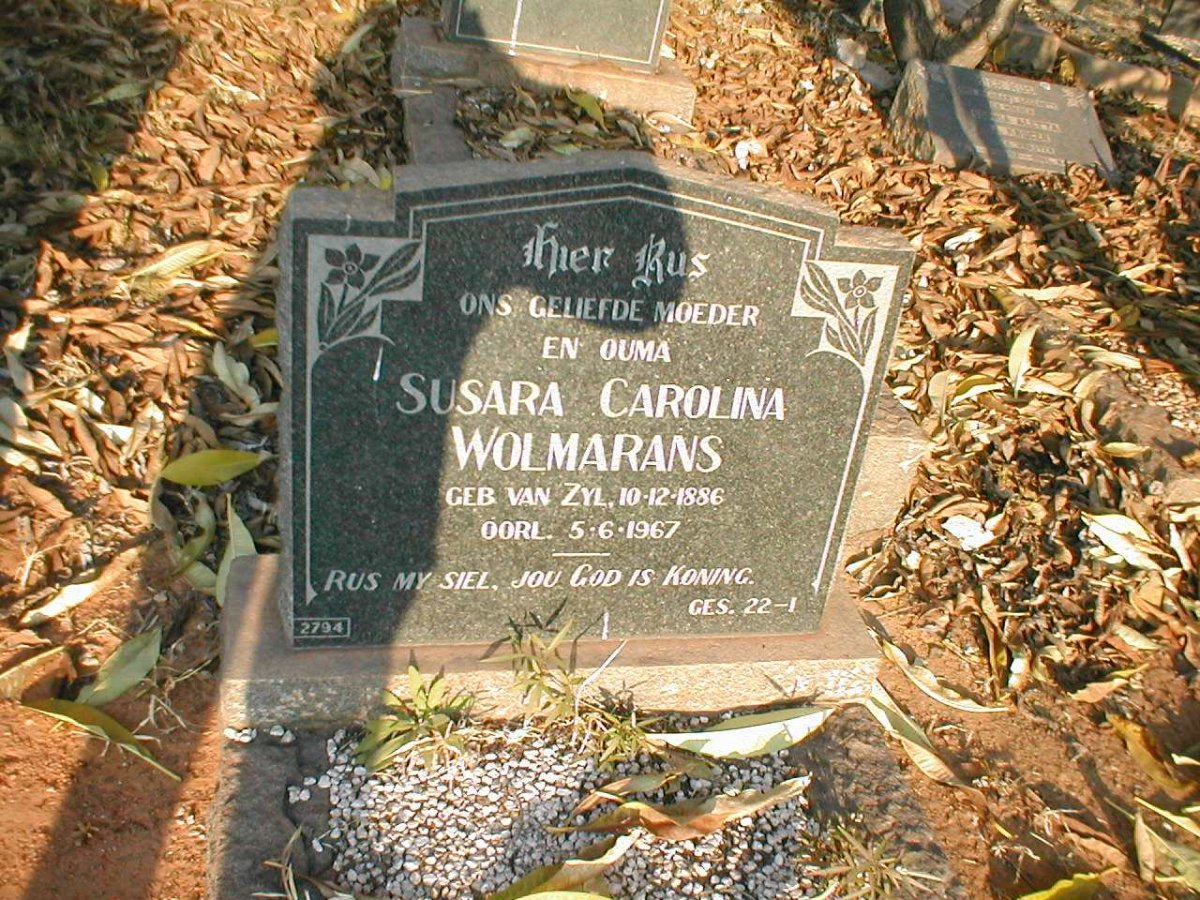 WOLMARANS Susara Carolina nee VAN ZYL 1886-1967