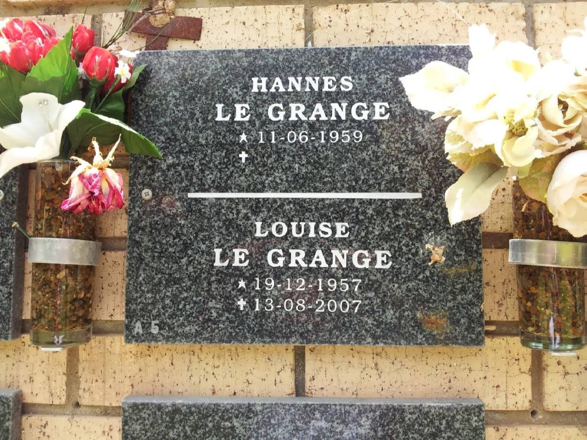 GRANGE Hannes, le 1959- &amp; Louise 1957-2007