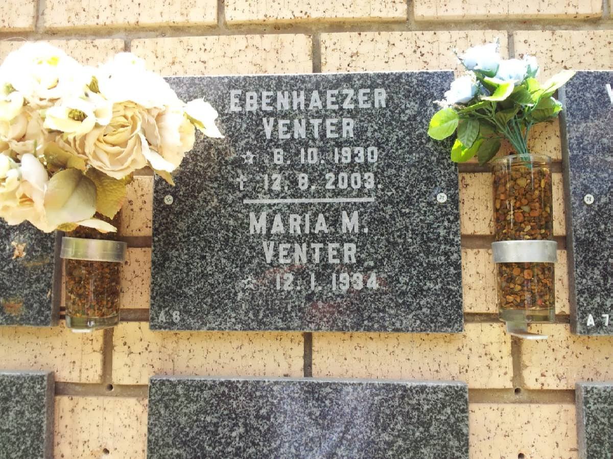 VENTER Ebenhaezer 1930-2003 &amp; Maria M. 1934-