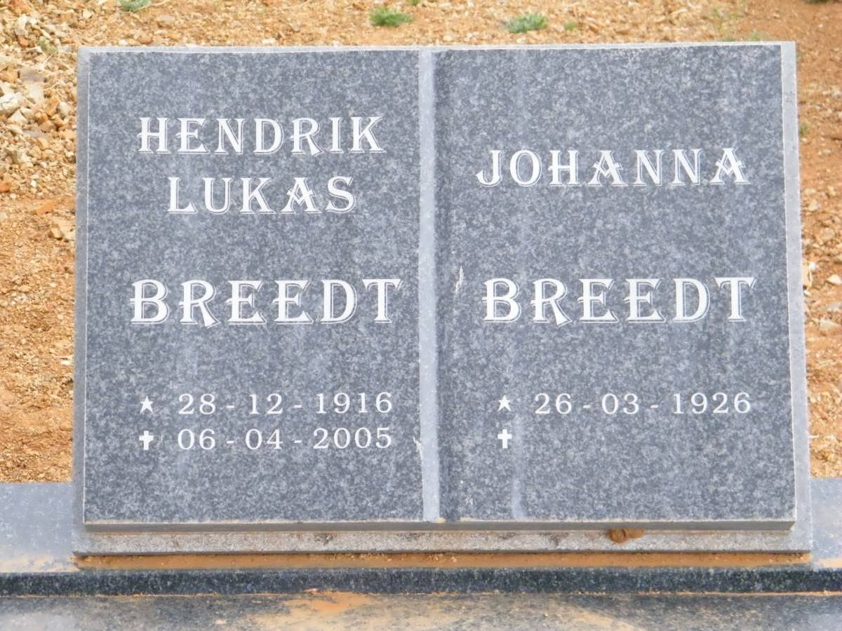 BREEDT Hendrik Lukas 1916-2005 &amp; Johanna 1926-