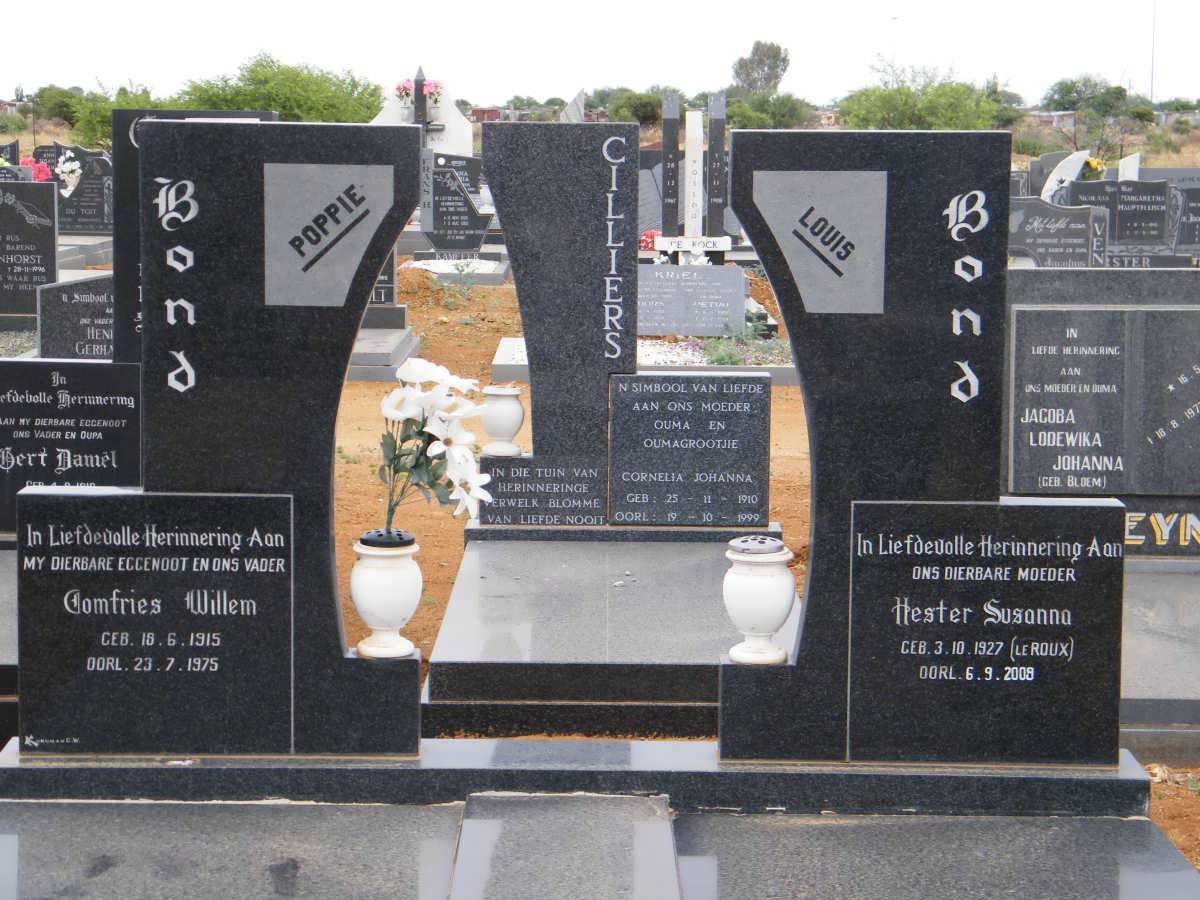 BOND Comfries Willem 1915-1975 &amp; Hester Susanna LE ROUX 1927-2005