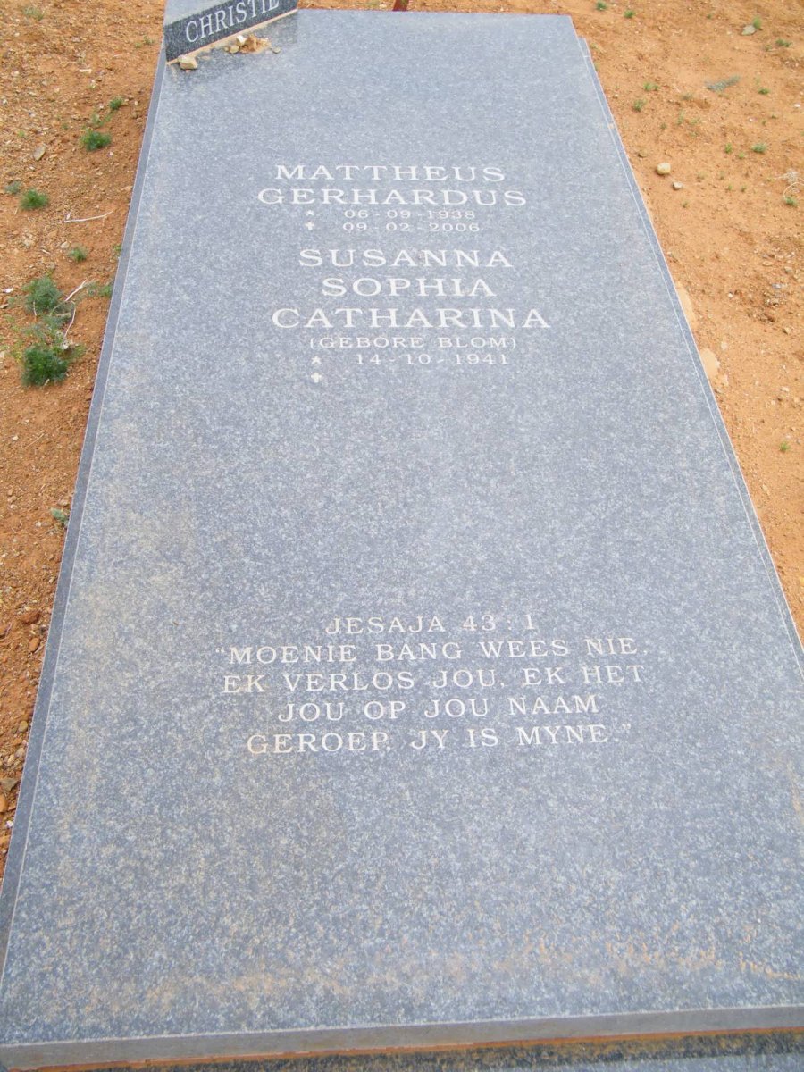 CHRISTIE Mattheus Gerhardus 1938-200? &amp; Susanna Sophia Catharina BLOM 1941-