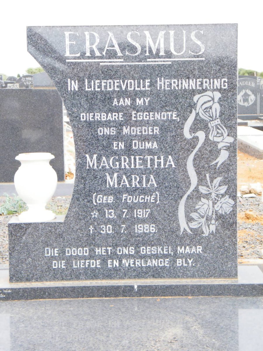 ERASMUS Magrietha Maria nee FOUCHE 1917-1986