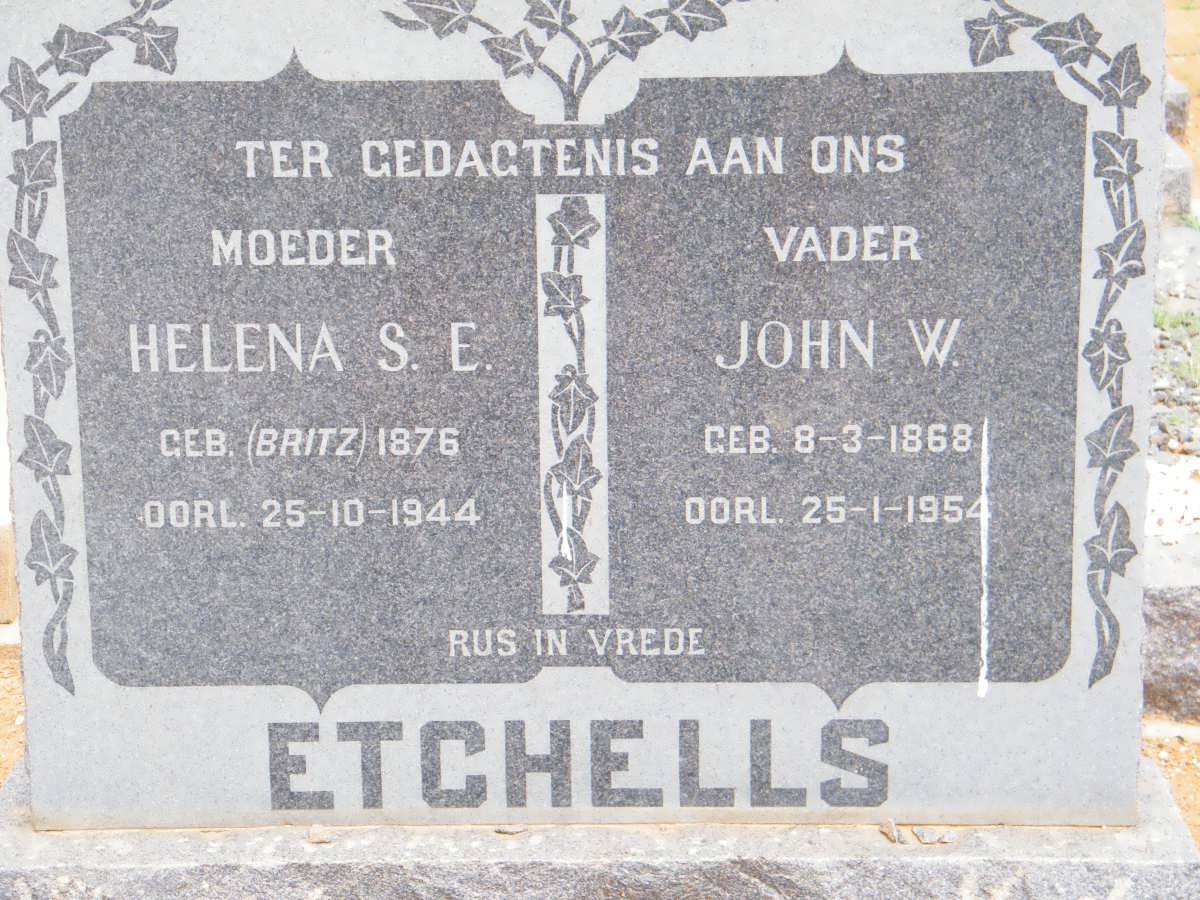 ETCHELLS John W. 1868-1954 &amp; Helena S.E. BRITZ 1875-1944