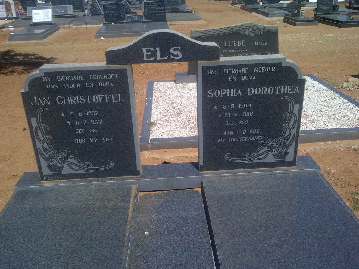ELS Jan Christoffel 1897-1972 &amp; Sophia Dorothea 1903-1986