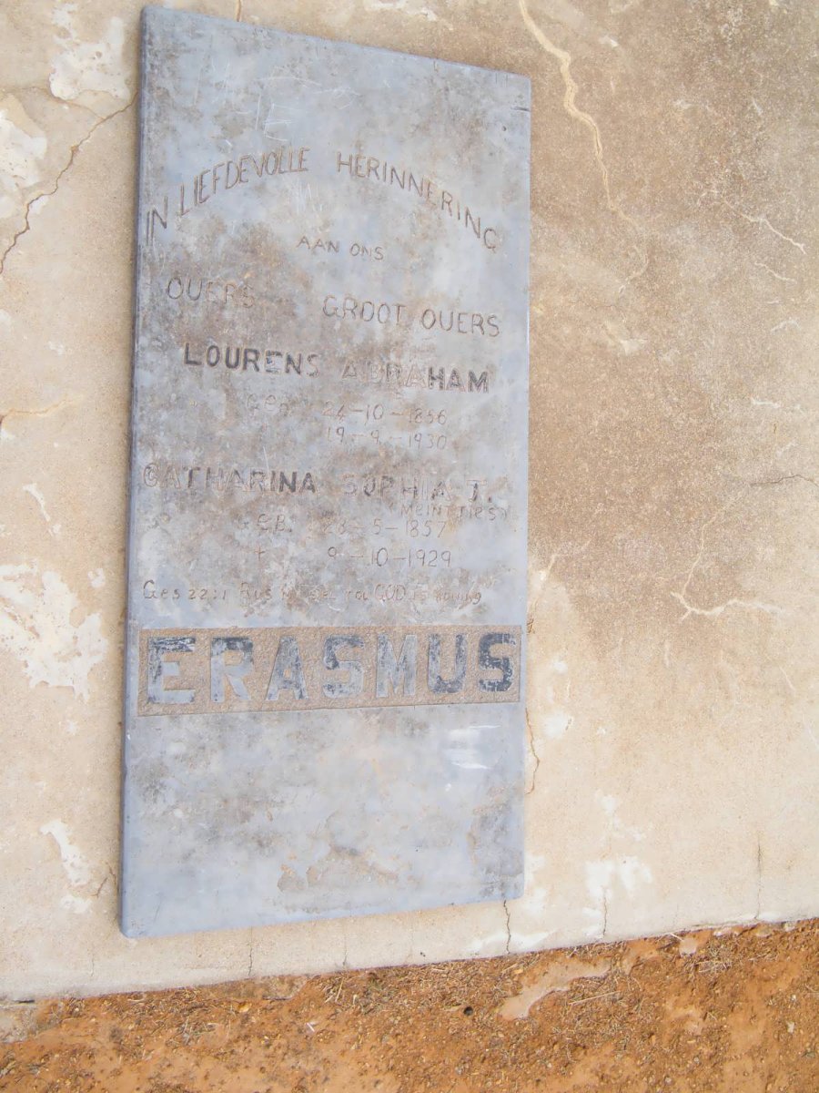 ERASMUS Lourens Abraham 1856-1930 &amp; Catharina Sophia J. MEINTJIES 1857-1929
