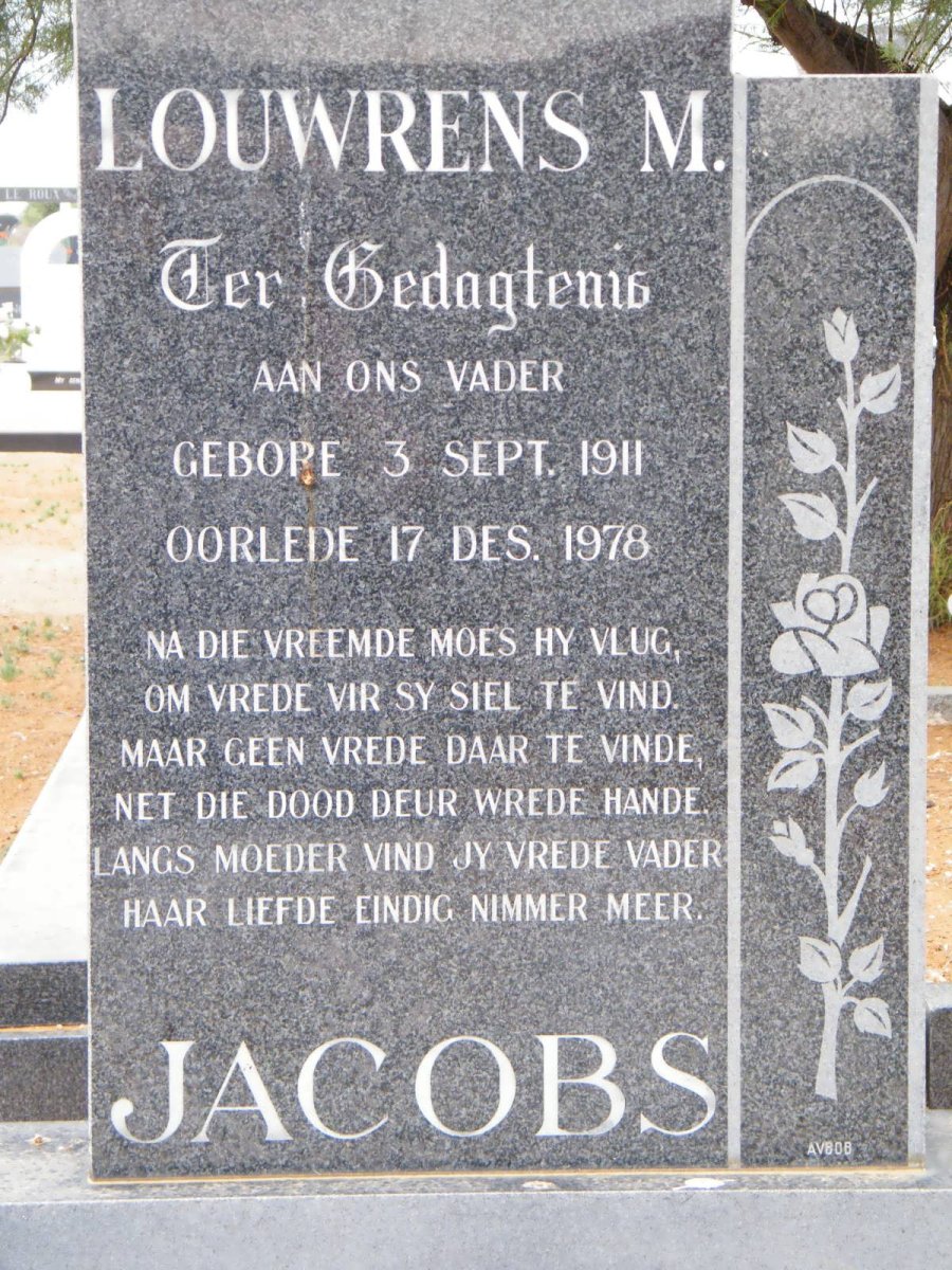 JACOBS Louwrens M. 1911-1978