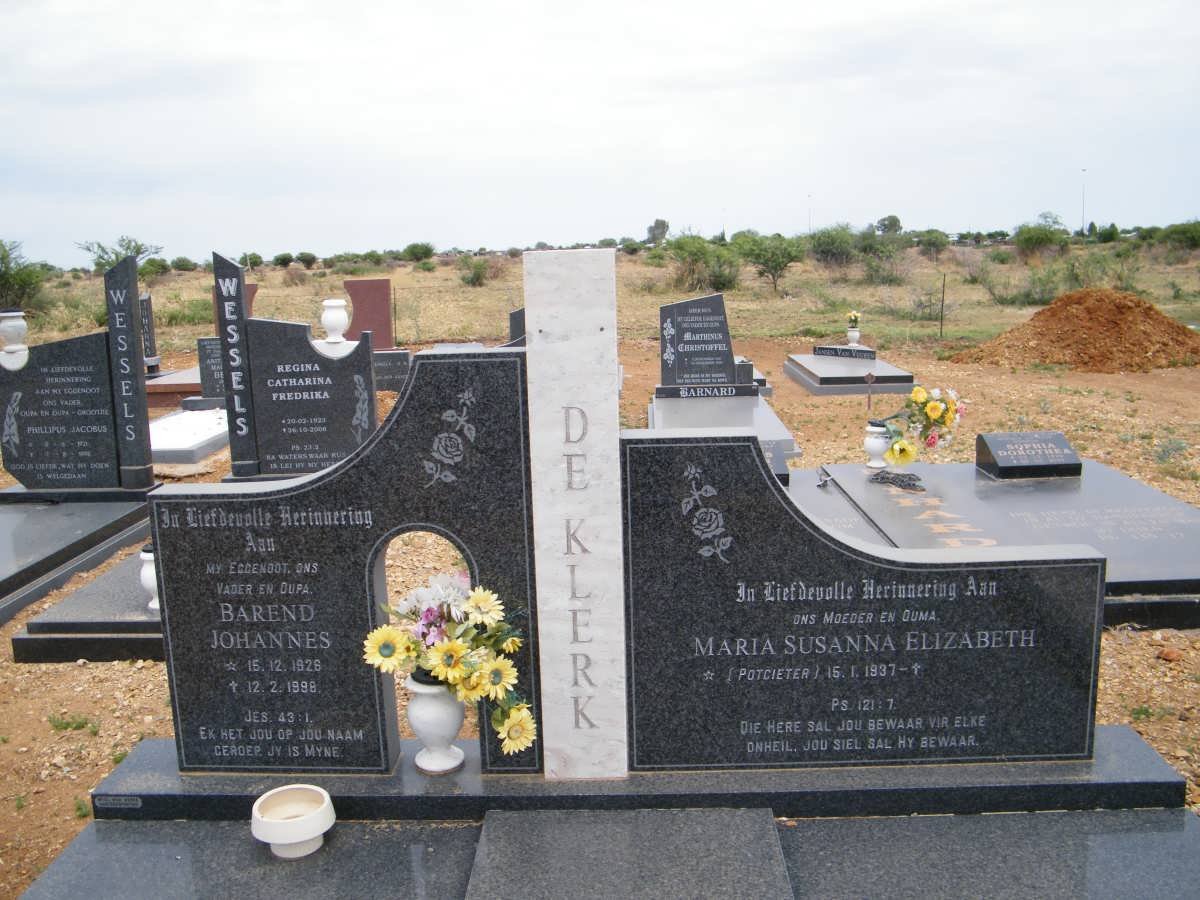 KLERK Barend Johannes, de 1926-19? &amp; Maria Susanna Elizabeth POTGIETER 1937-