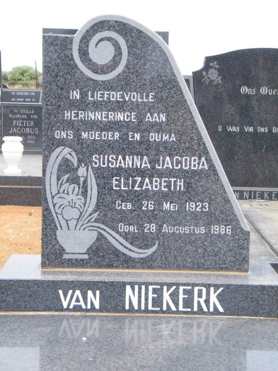 NIEKERK Susanna Jacoba Elizabeth, van 1923-1986