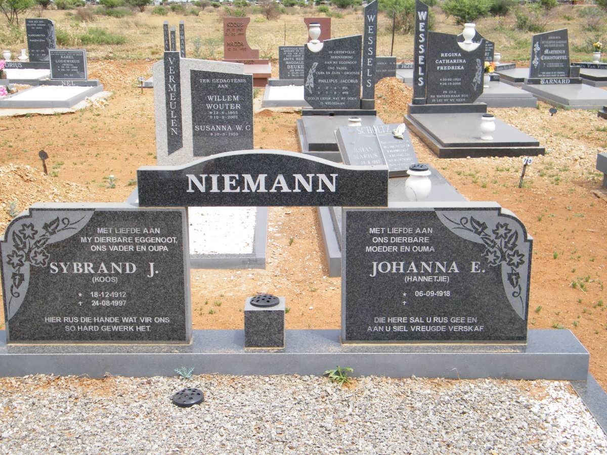 NIEMANN Sybrand J. 1912-1997 &amp; Johanna E. 1918-