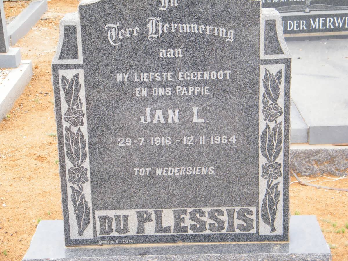 PLESSIS Jan L., du 1916-1964