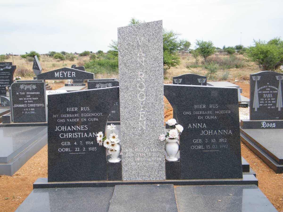 ROOYEN Johannes Christiaan, van 1914-1985 &amp; Anna Johanna 1912-1992