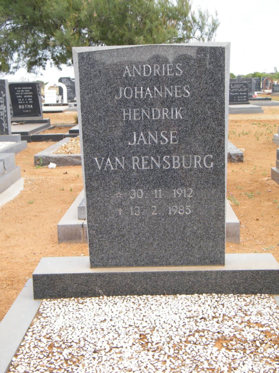 RENSBURG Andries Johannes Hendrik, Janse van 1912-1985