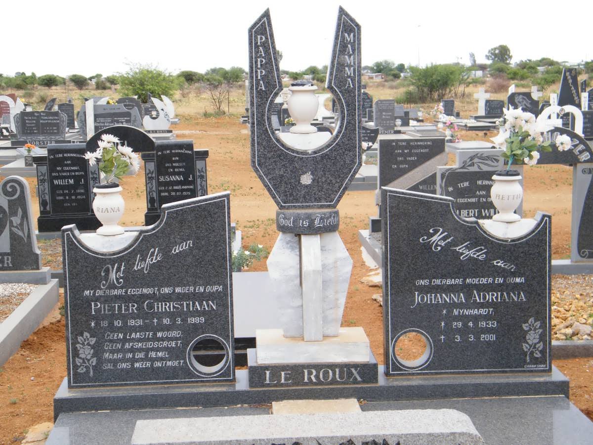 ROUX Pieter Christiaan, le 1931-1989 &amp; Johanna Adriana MYNHARDT 1933-2001