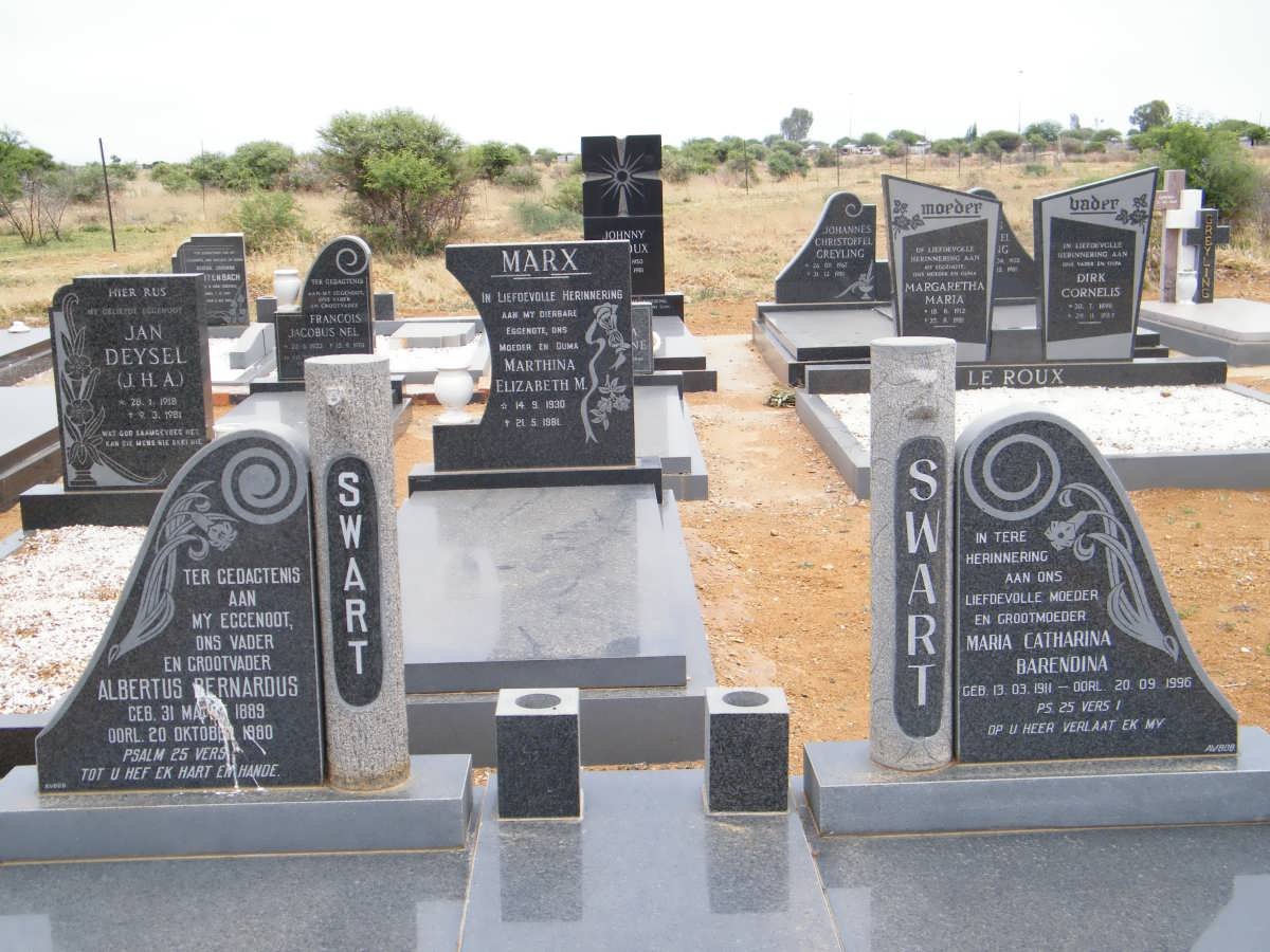SWART Albertus Gerhardus 1889-1980 &amp; Maria Catharina Barendina 1911-1996
