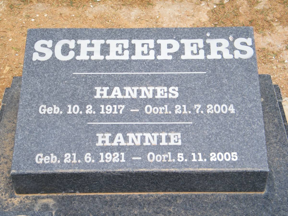 SCHEEPERS Hannes 1917-2004 &amp; Hannie 1921-2005