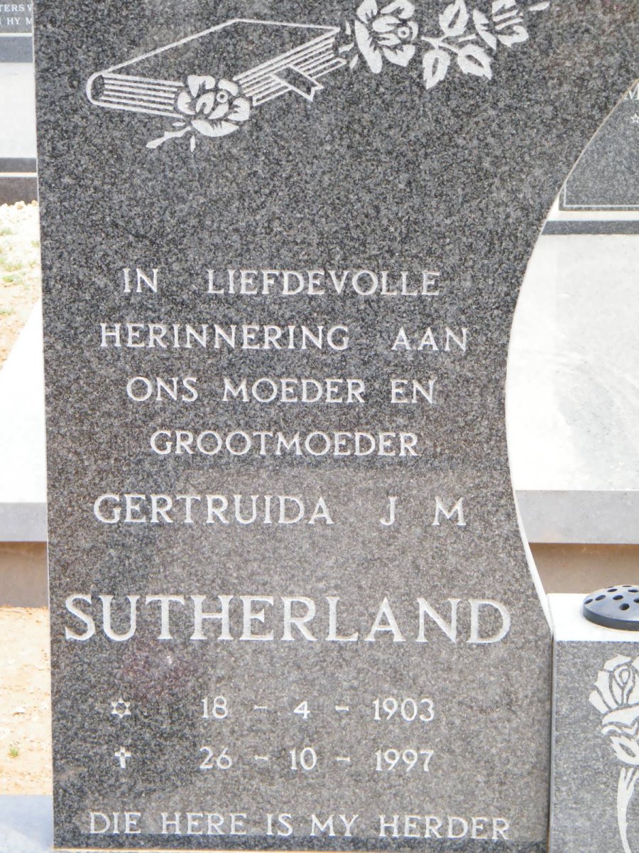 SUTHERLAND Gertruida J.M. 1903-1997