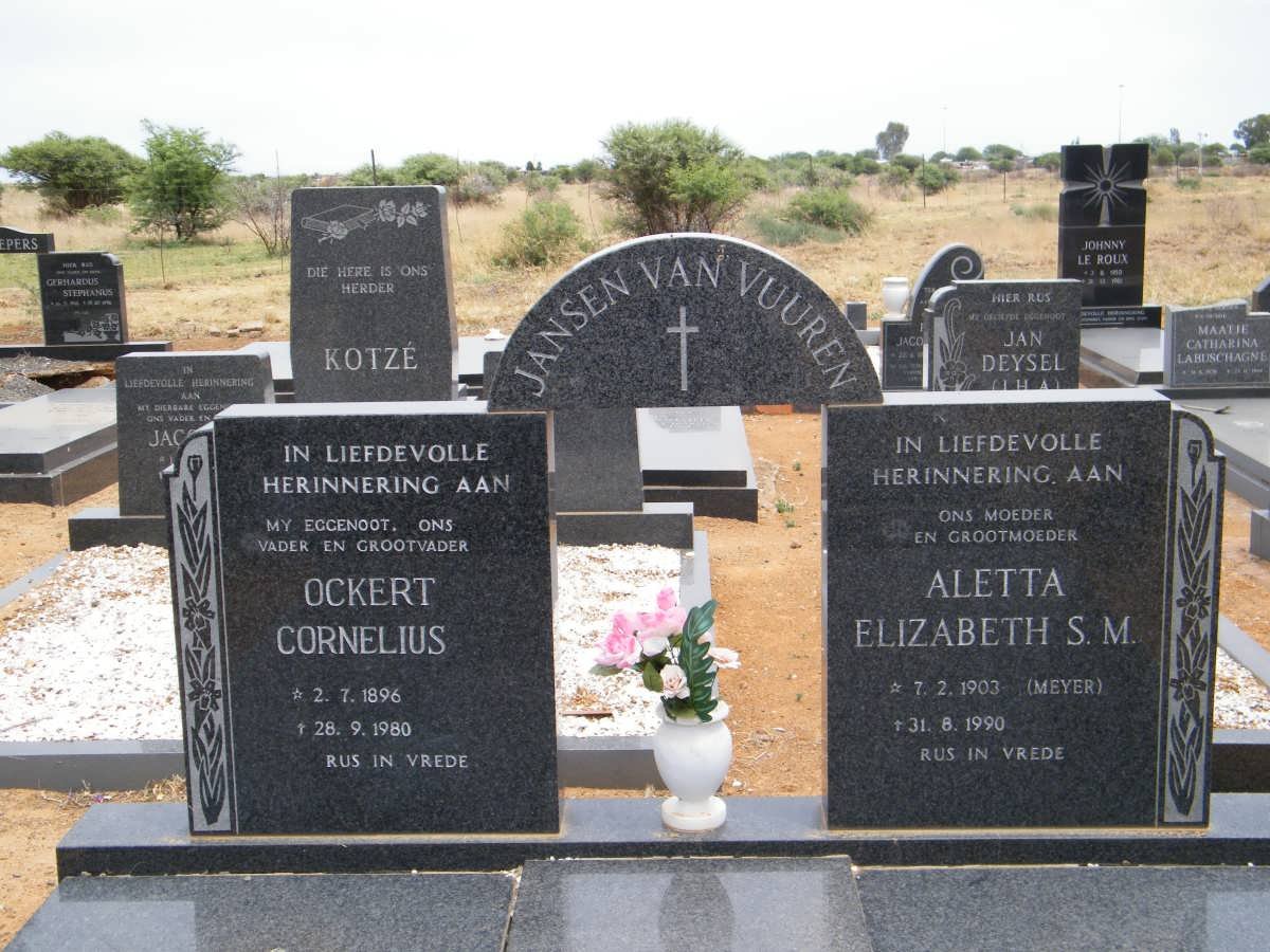 VUUREN Ockert Cornelius, Jansen van 1896-1980 &amp; Aletta Elizabeth S.M. MEYER 1903-1990