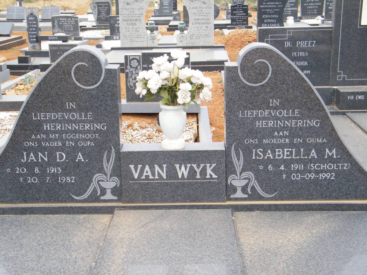 WYK Jan D.A. 1913-1982, van &amp; Isabella M. SCHOLTZ 1911-1992