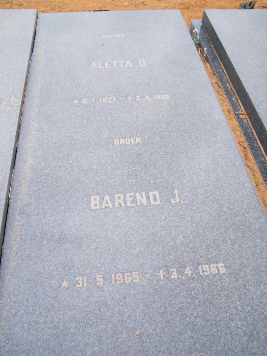 WESTHUIZEN Aletta D., v.d. 1921-1968 :: WESTHUIZEN Barend J., v.d. 1965-1966