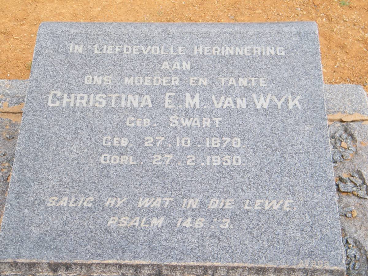 WYK Christina E.M., van nee SWART 1870-1950