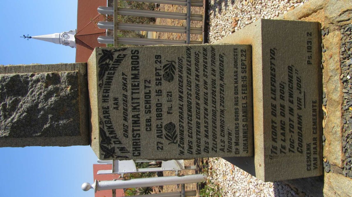 ROOS Christina M. nee SCHOLTZ 1880-1929 :: ROOS Johannes Daniel 1922-1922