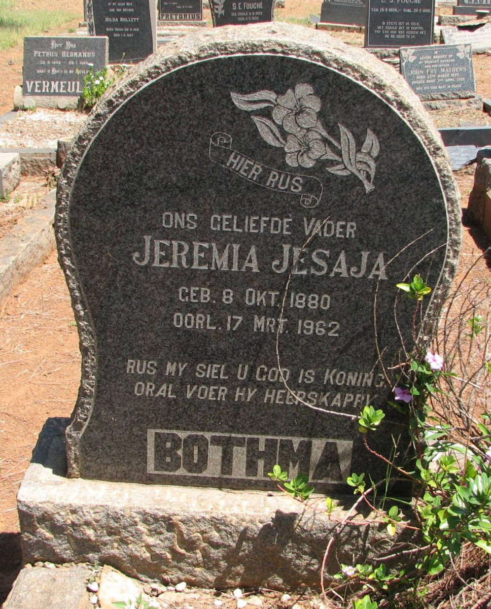 BOTHMA Jeremia Jesaja 1880-1962