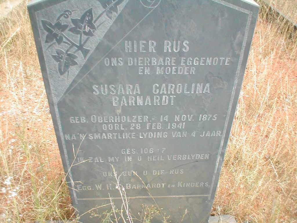 BARNARDT Susara Carolina nee OBERHOLZER 1875-1941