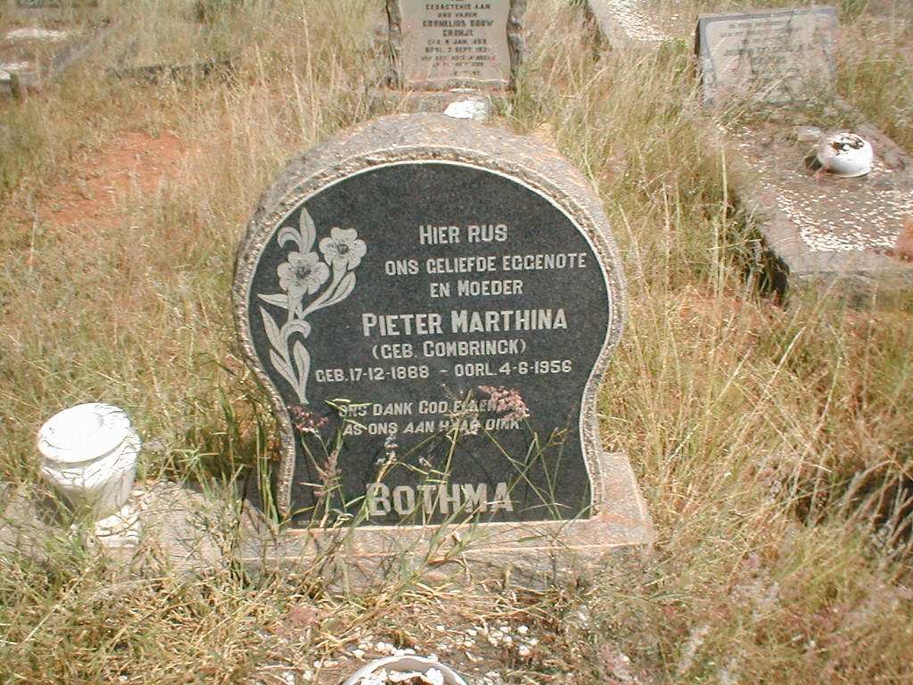 BOTHMA Pieter Marthina nee COMBRINCK 1888-1956