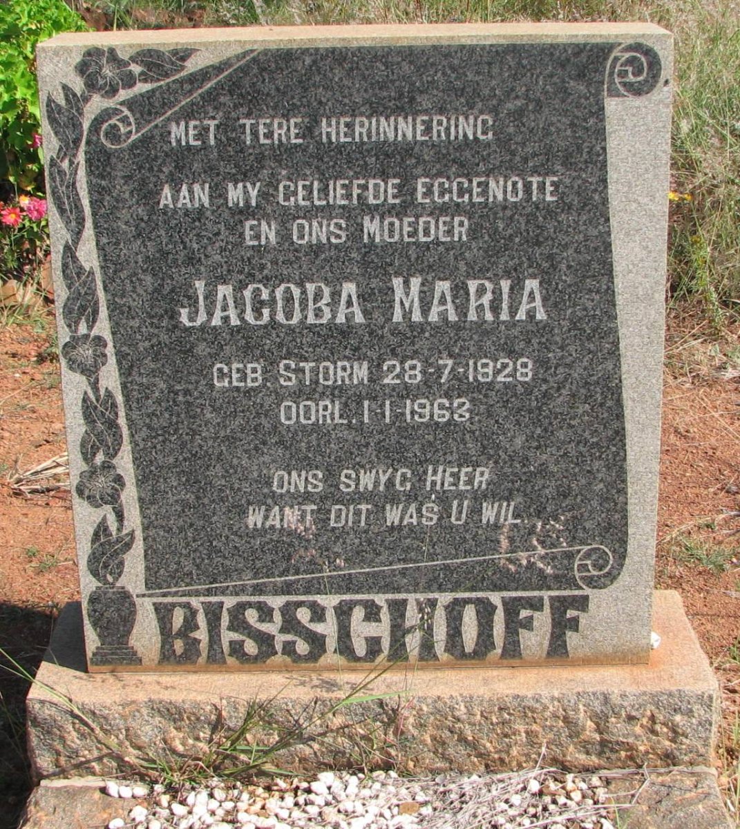 BISSCHOFF Jacoba Maria nee STORM 1928-1963