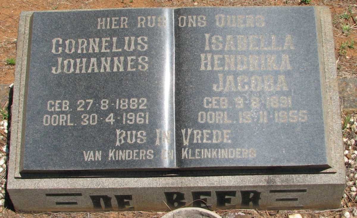 BEER Cornelius Johannes, de 1882-1961 &amp; Isabella Hendrika Jacoba 1891-1955