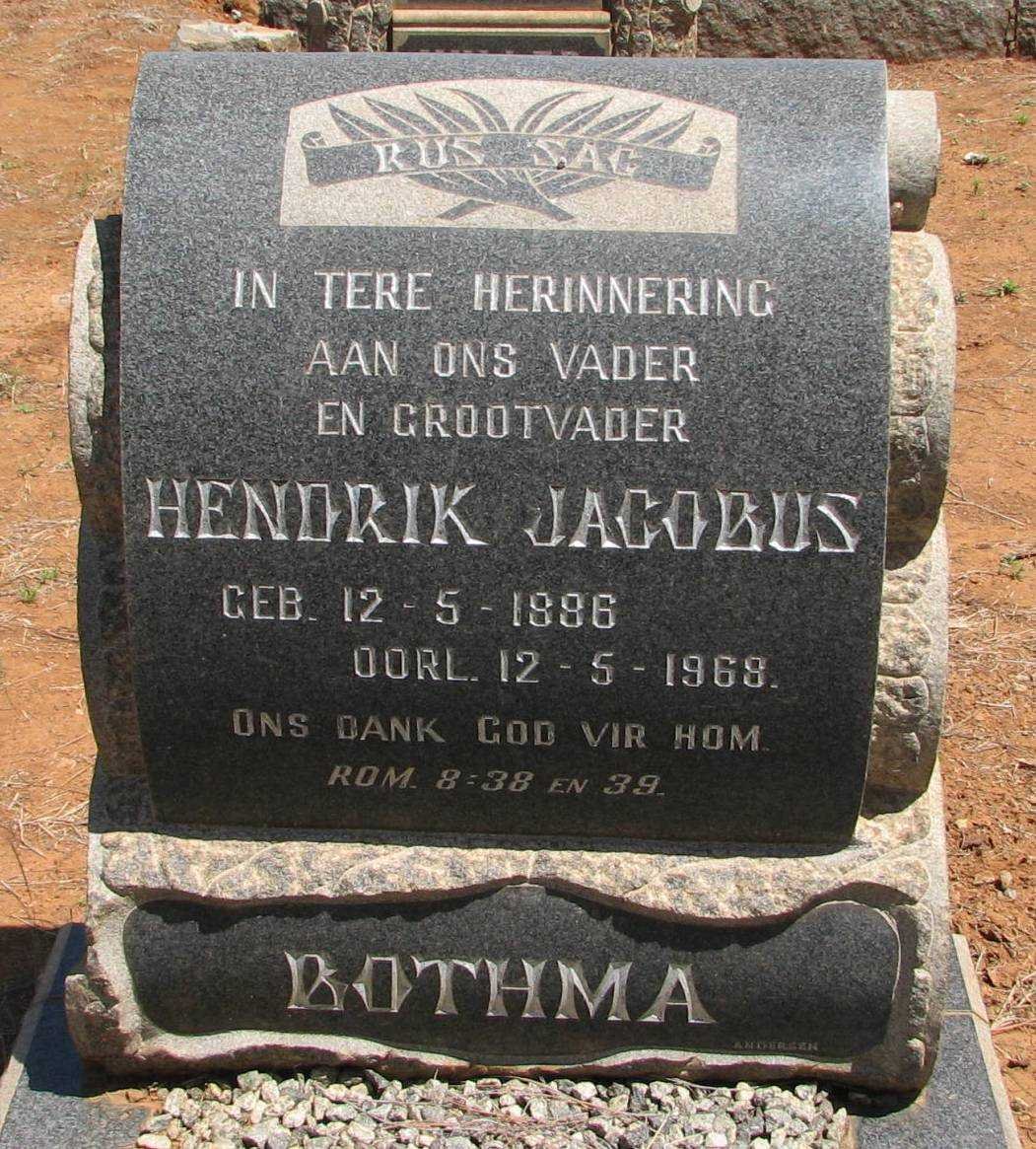 BOTHMA Hendrik Jacobus 1886-1968