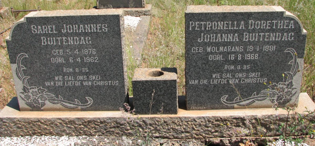 BUITENDAG Sarel Johannes 1876-1962 &amp; Petronella Dorethea Johanna WOLMARANS 1881-1966 