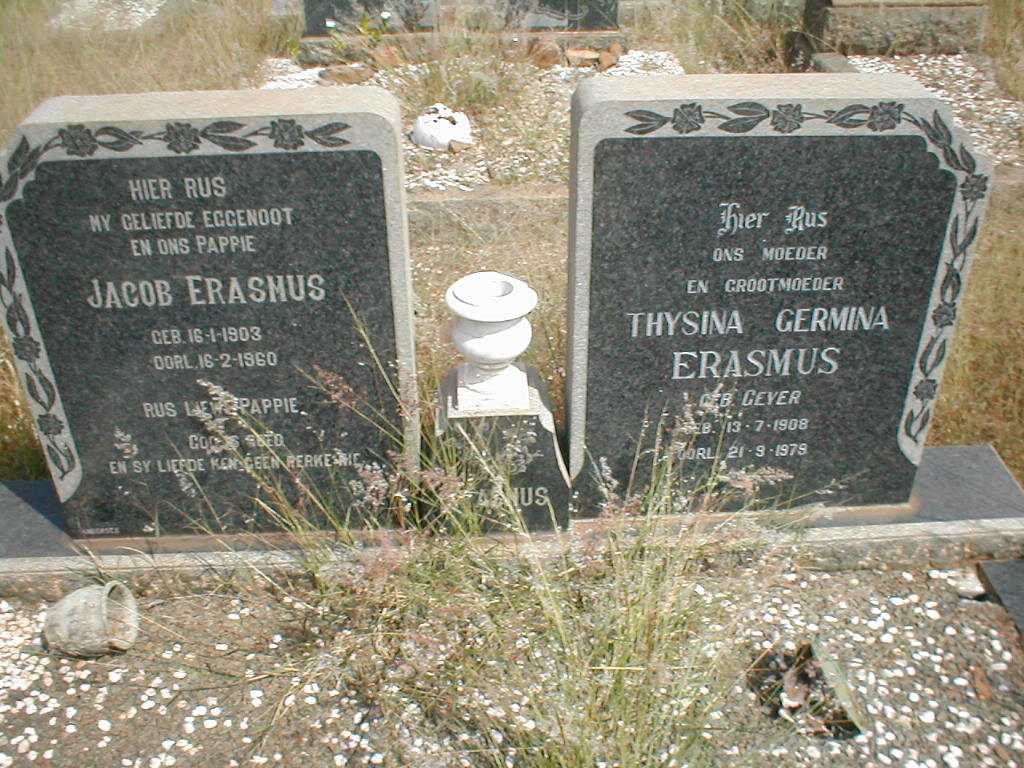 ERASMUS Jacob 1903-1960 &amp; Thysina Germina GEYER 1908-1978