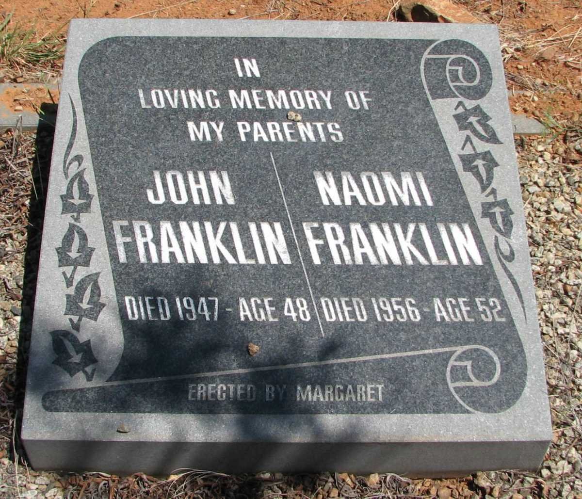 FRANKLIN John -1947 &amp; Naomi -1956