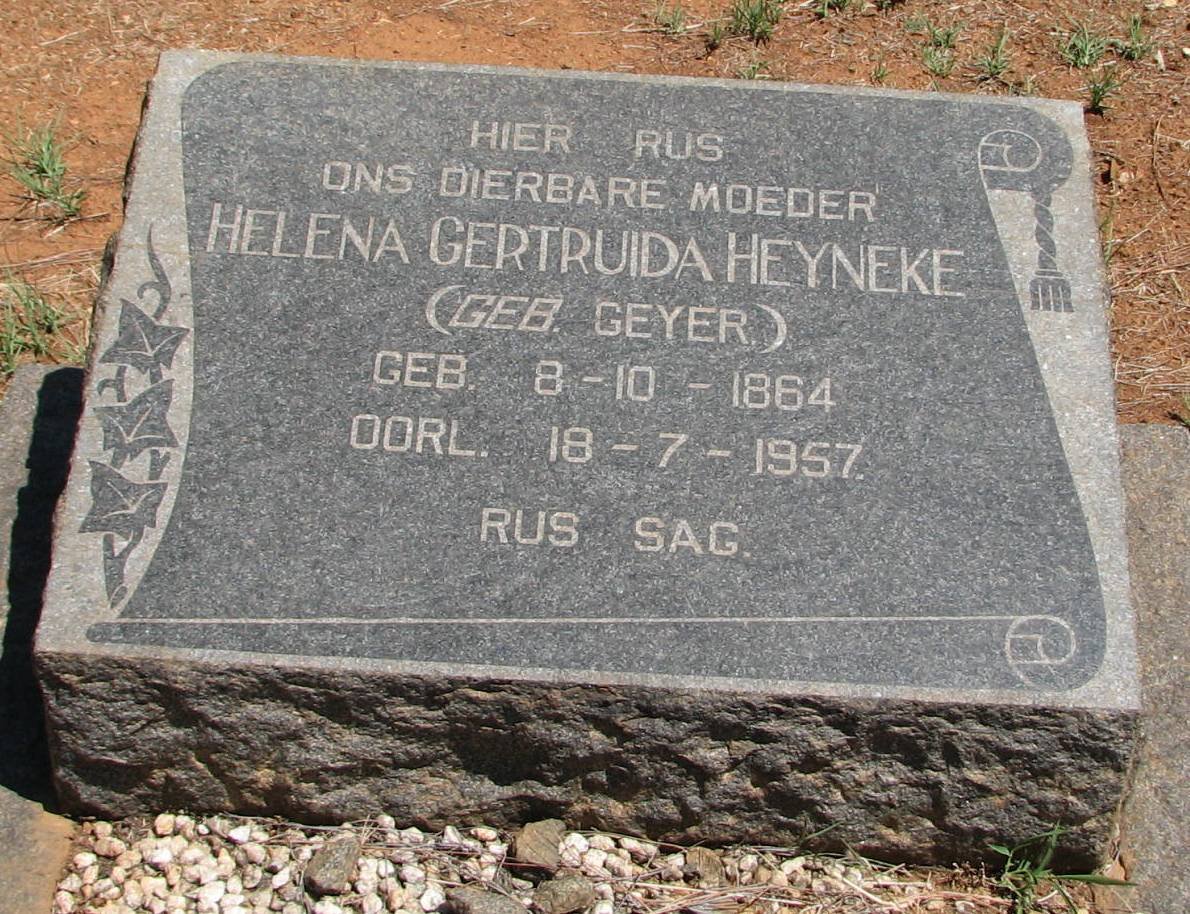 HEYNEKE Helena Gertruida nee GEYER 1864-1957