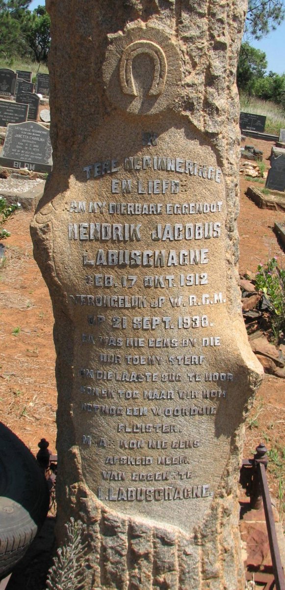 LABUSCHAGNE Hendrik Jacobus 1912-1938