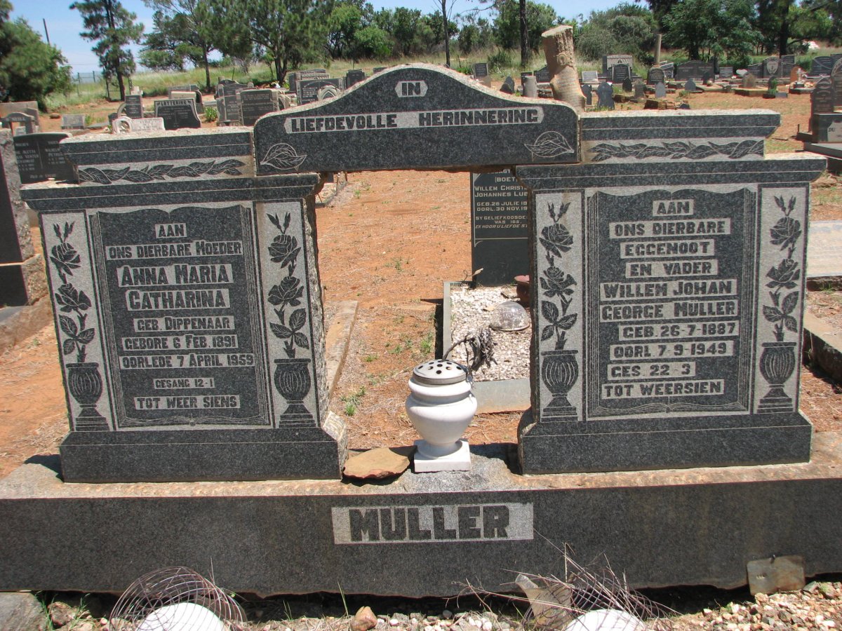 MULLER Willem Johan George 1887-1949 &amp; Anna Maria Catharina DIPPENAAR 1891-1959