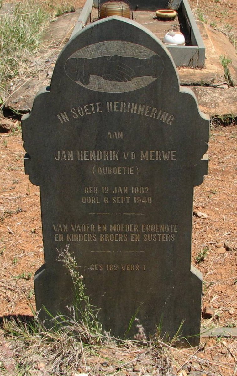 MERWE Jan Hendrik, v.d. 1902-1940
