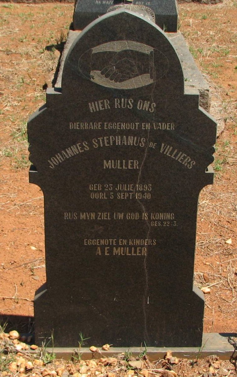 MULLER Johannes Stephanus De Villiers 1893-1940